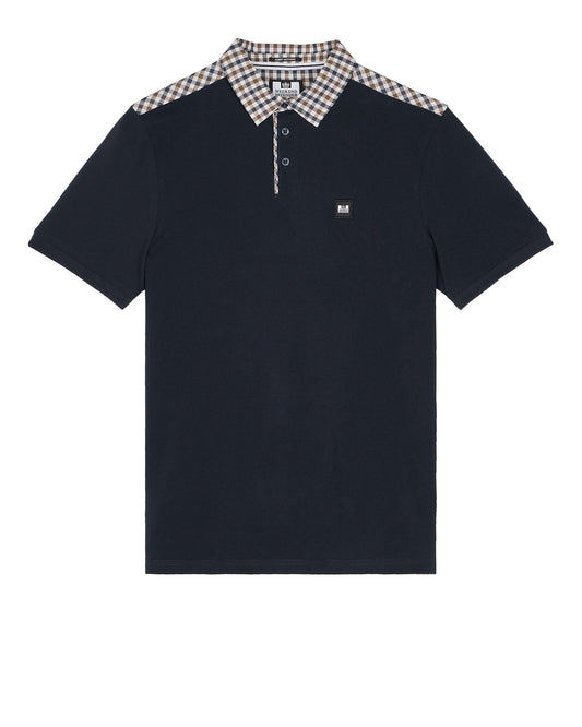 Weekend Offender - Costa Mid Check Polo Shirt Navy