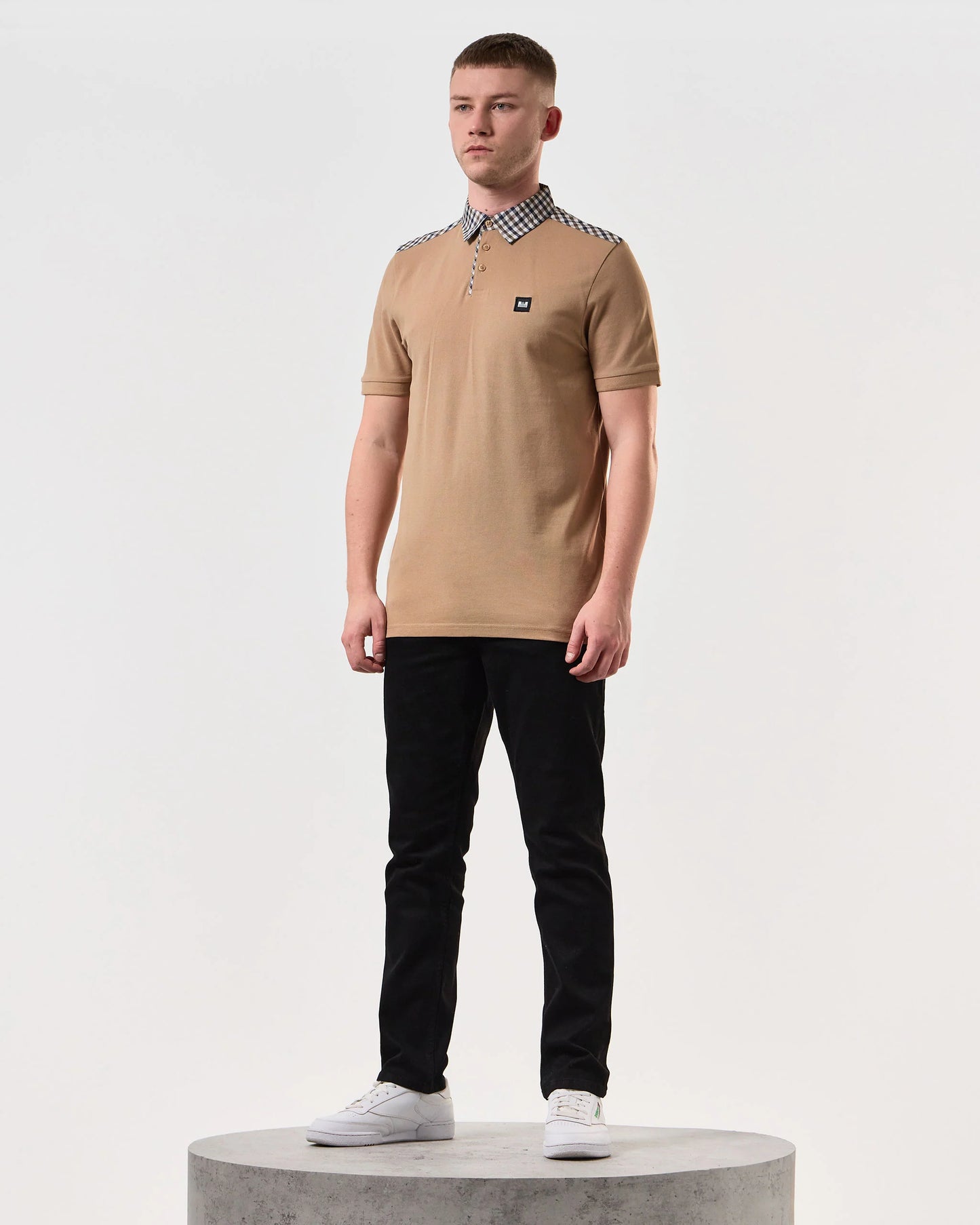 Weekend Offender - Costa Mid Check Polo Shirt Cognac Brown