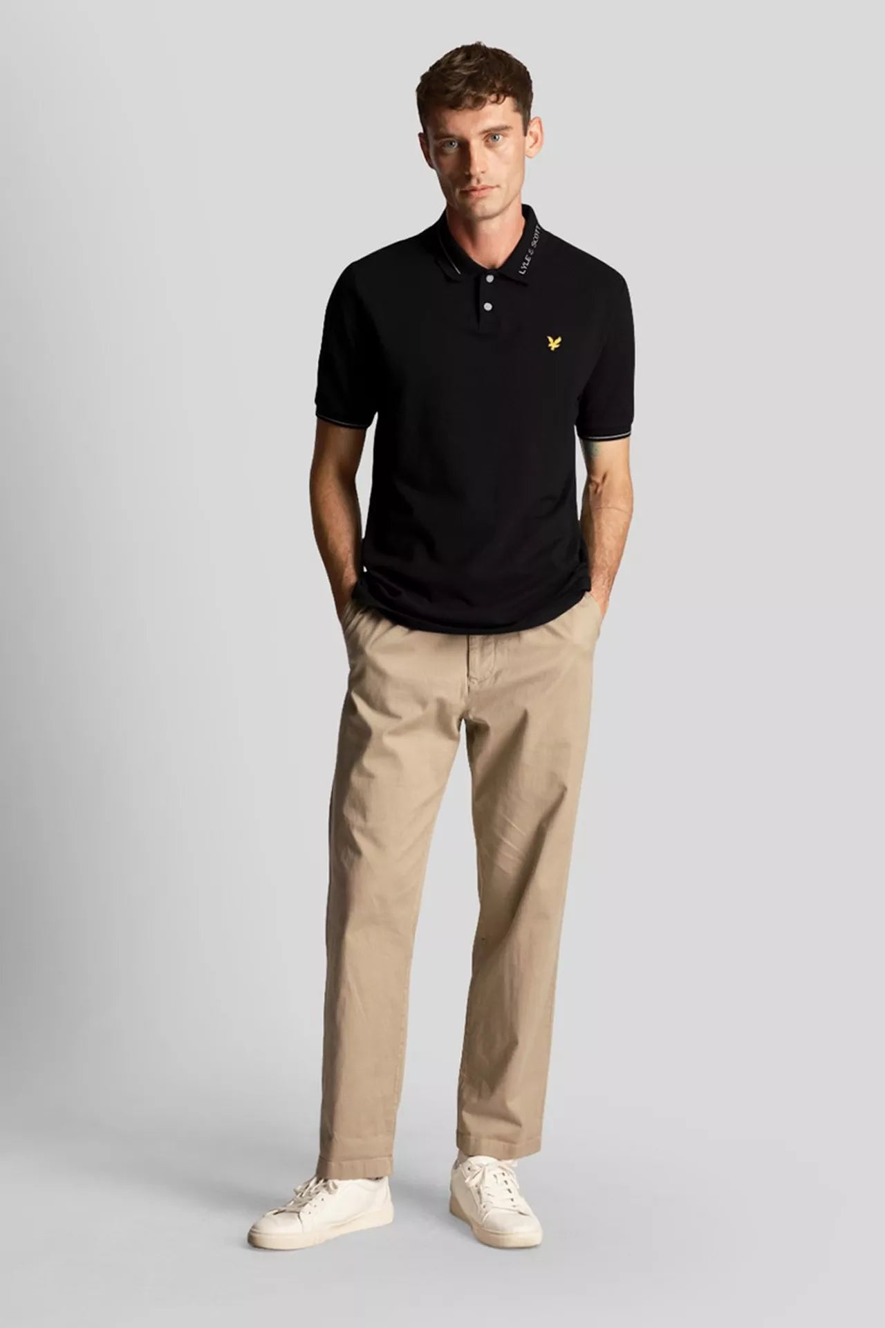 Lyle & Scott - Branded Ringer Polo Shirt Black