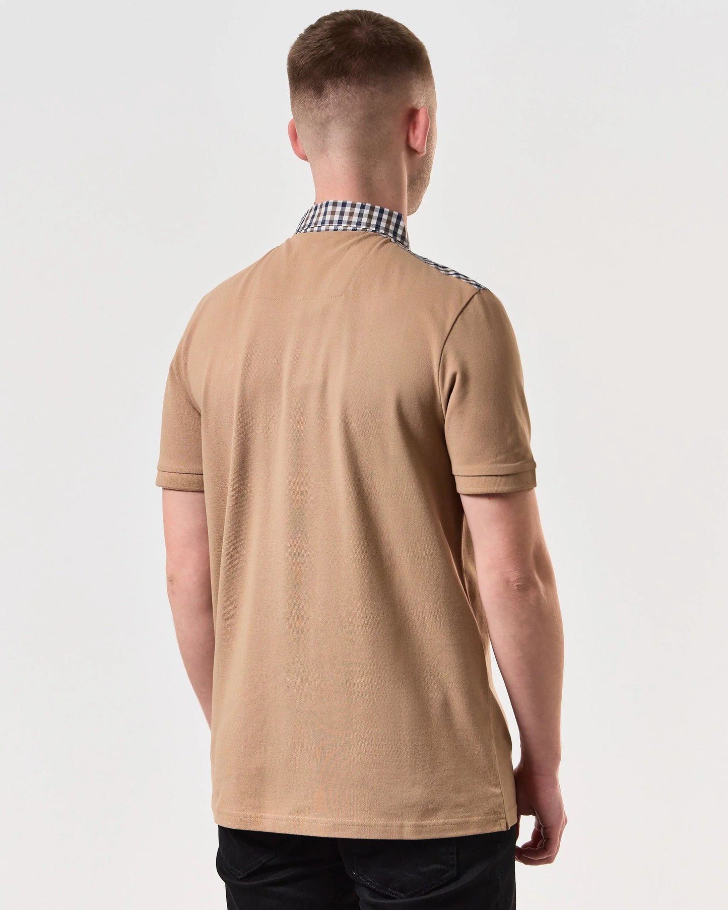 Weekend Offender - Costa Mid Check Polo Shirt Cognac Brown