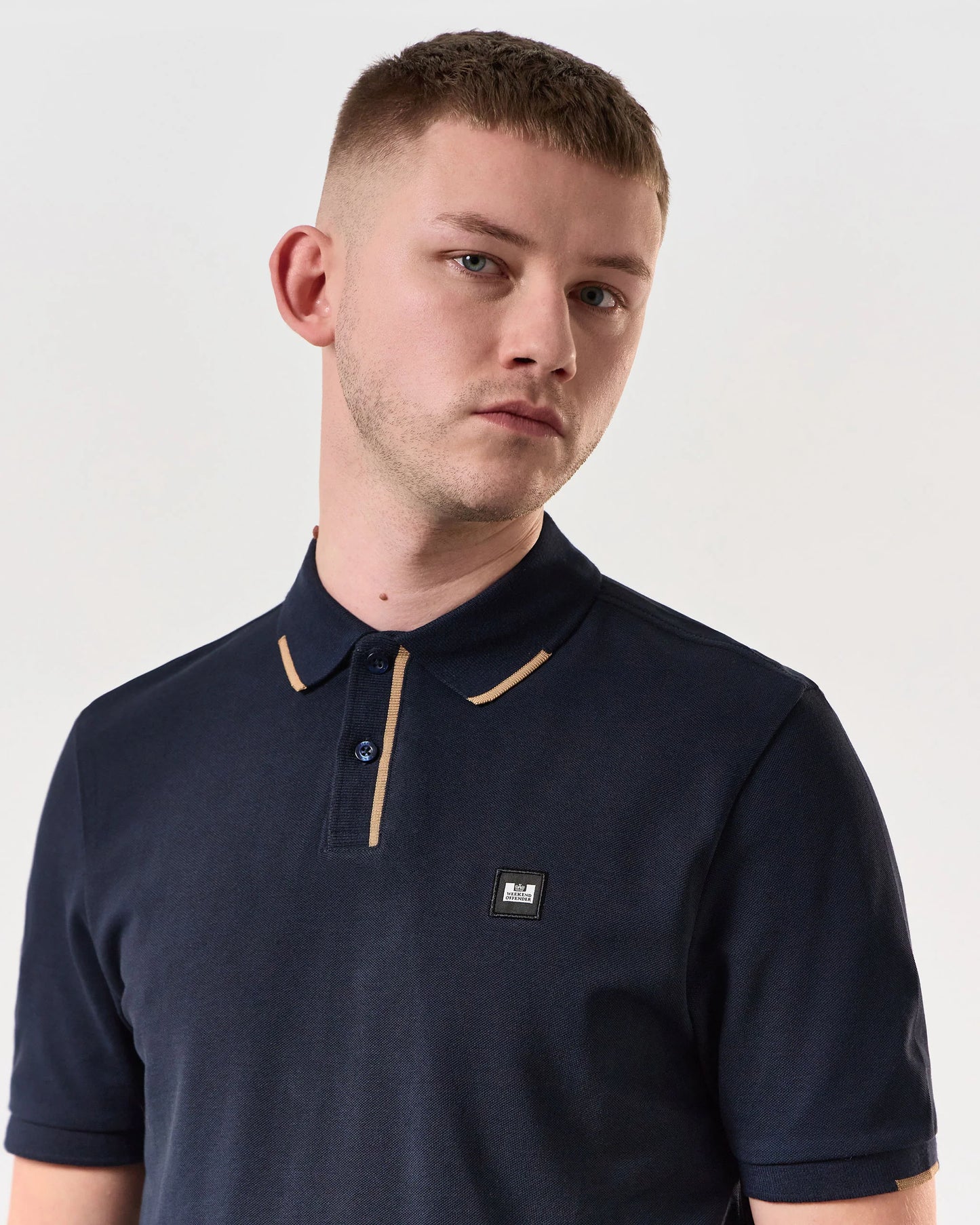 Weekend Offender - Rivas Polo Shirt Navy / Cognac Brown