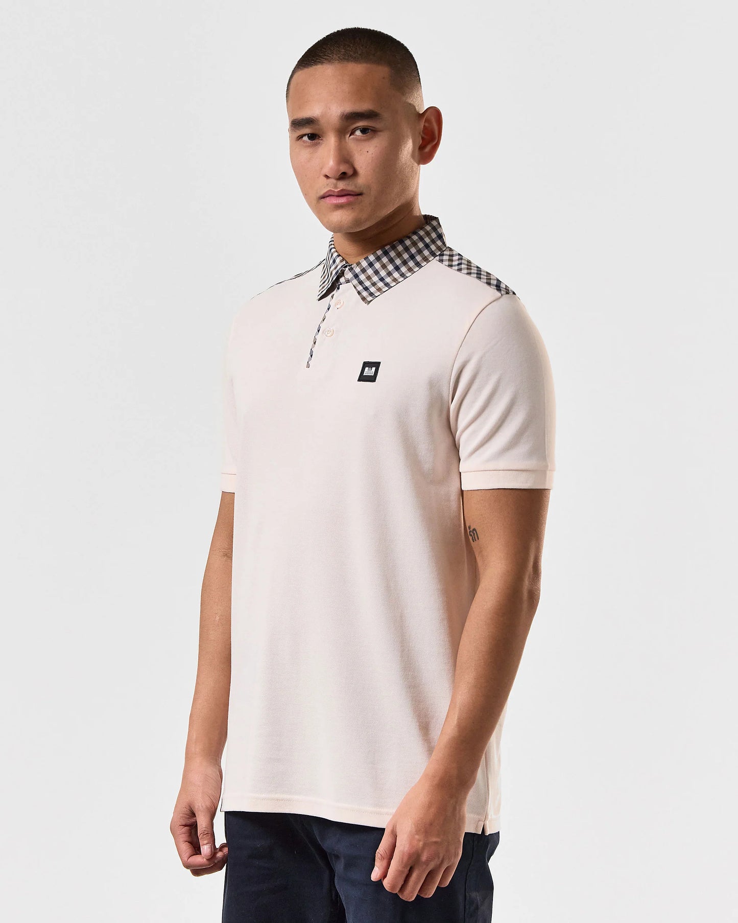 Weekend Offender - Costa Mid Check Polo Shirt Alabaster