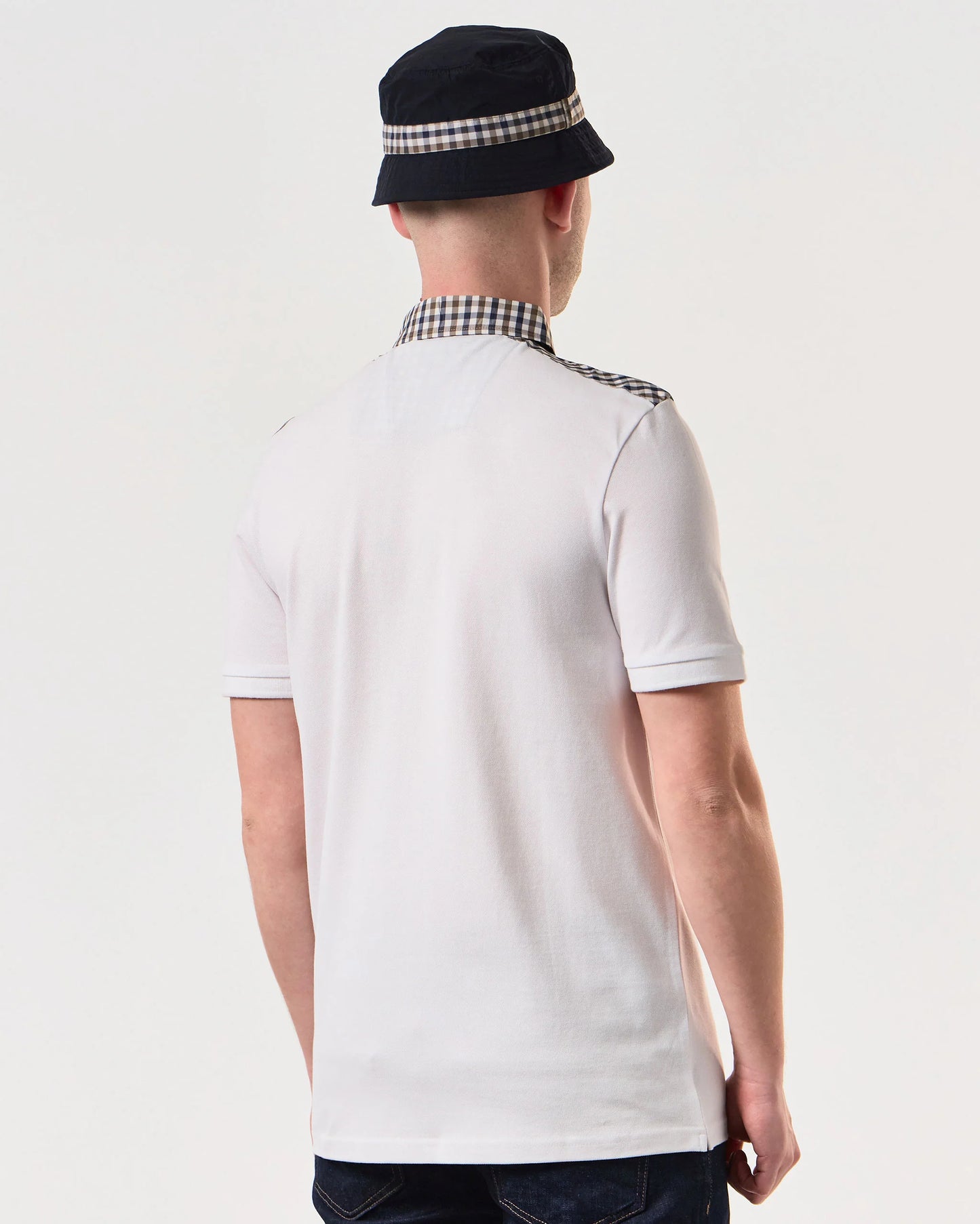 Weekend Offender - Costa Mid Check Polo Shirt White