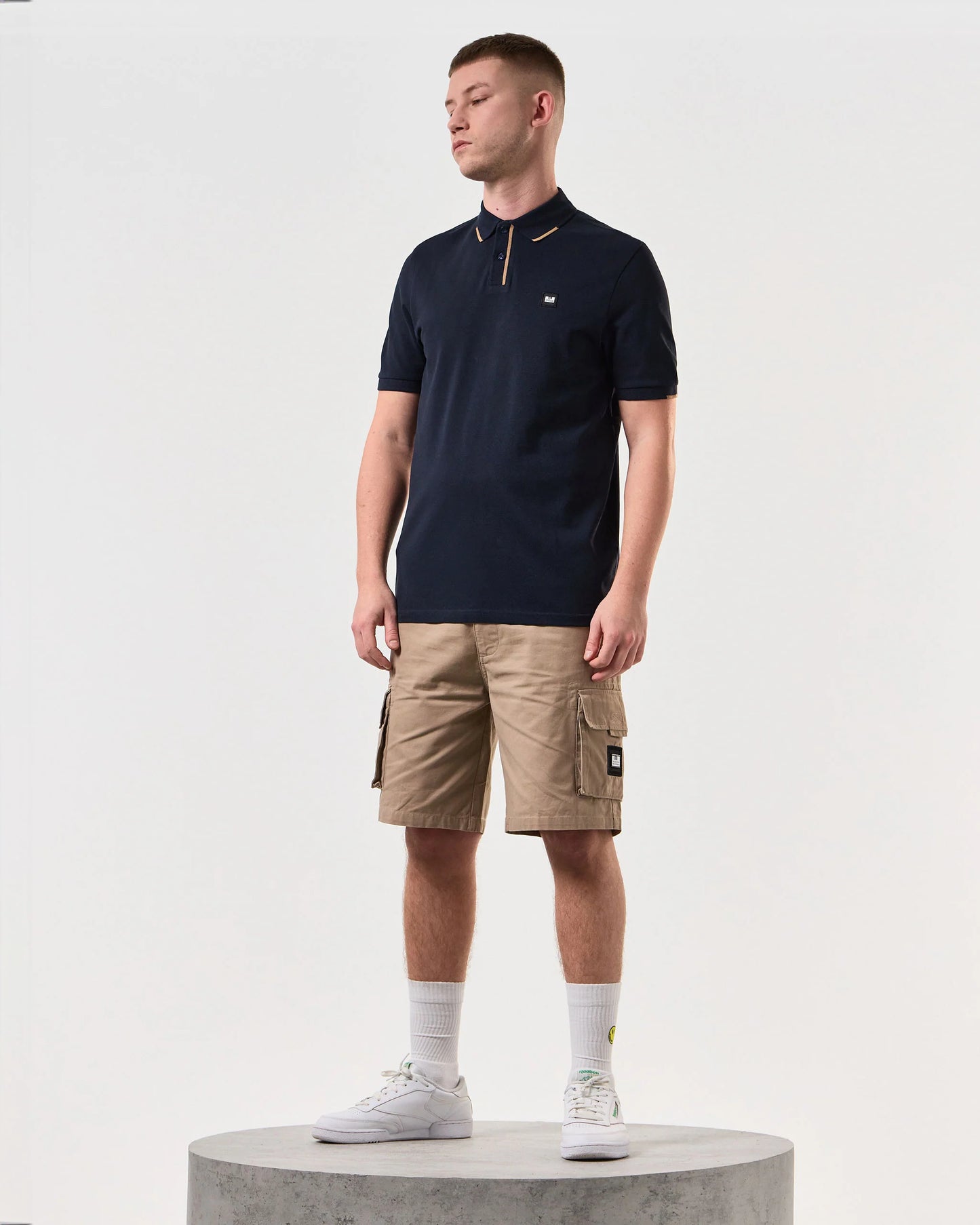 Weekend Offender - Rivas Polo Shirt Navy / Cognac Brown