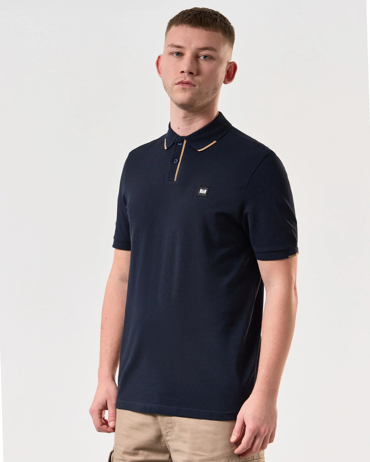 Weekend Offender - Rivas Polo Shirt Navy / Cognac Brown