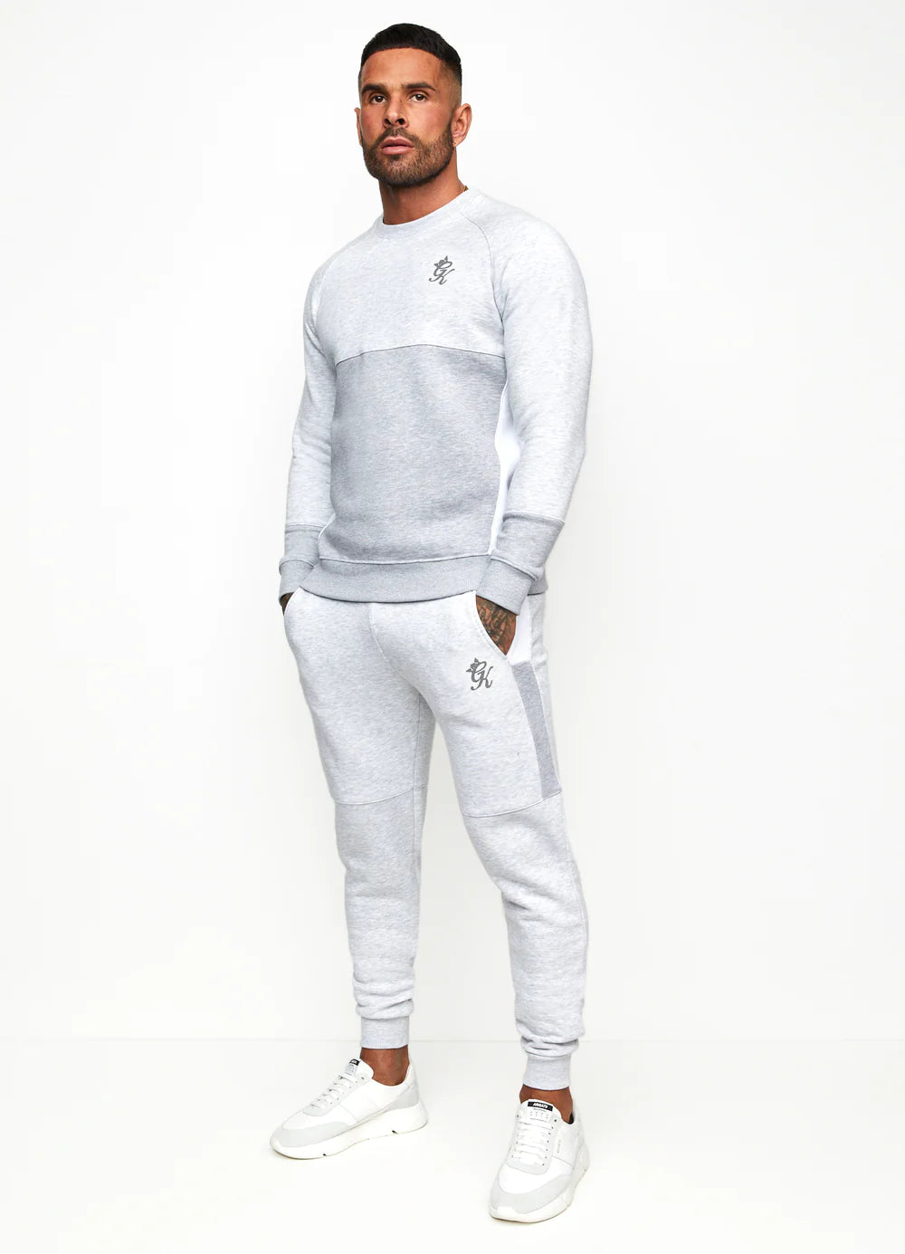 Gym King - Minefield Sweatshirt - Snow Marl/White/Light Grey Marl
