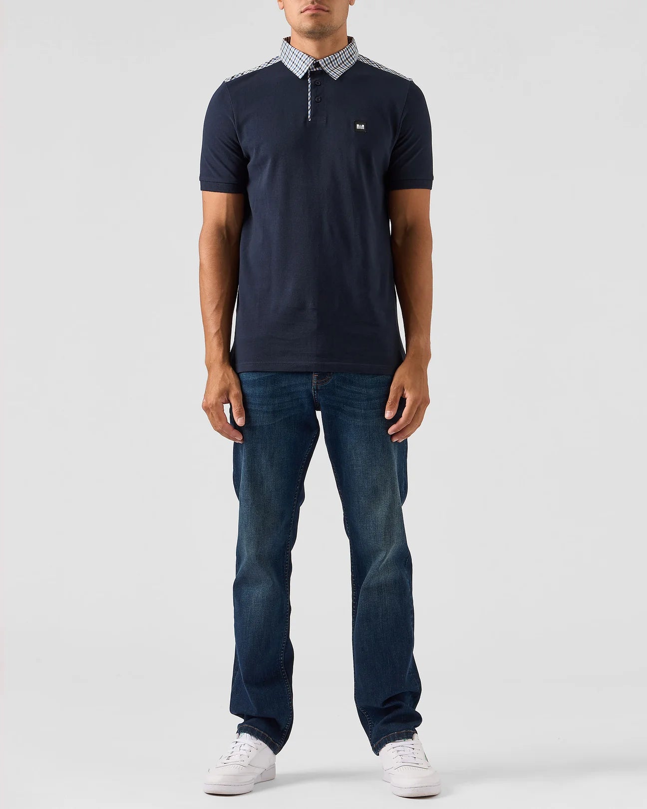 Weekend Offender - Costa Polo Shirt Navy/Blue House Check